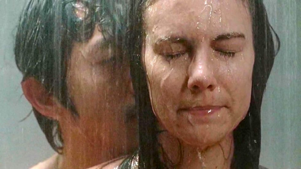 Lauren Cohan showering with a man